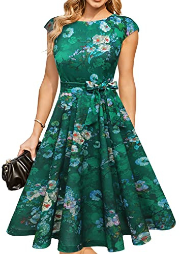 DRESSTELLS - Vestido para mujer con mangas casquillo, ideal para fiestas, bailes de graduación y cócteles - - Large