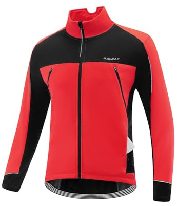 baleaf Men's Winter Jacket Windproof Softshell Thermal Warm Pockets Cycling Running Mountain Biking Cold Weather Gear, red XL
