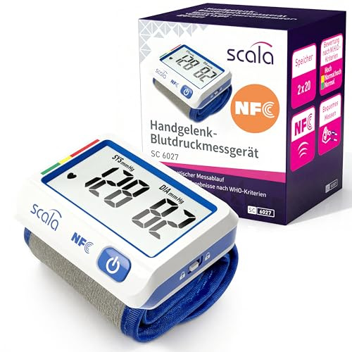 Sfigmomanometro digitale da polso scala SC 6027 NFC con trasmissione dati e gestione con APP e APP con uscita vocale in 15 lingue