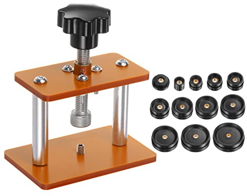 sourcing map Watch Press Set, Watch Back Case Screw Type Closer with 12 Dies Watchmaker Press Tool Set for Watch Repairing Watch Back Cover