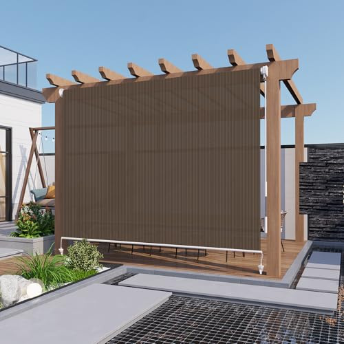 LOVE STORY Patio Shades Roll Up Outdoor Cordless Roller Shade 6'(W)*6'(H) for Patio Porch Gazebo Balcony Deck Backyard,Mocha