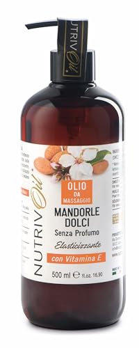NUTRIVOIL - Puro Olio di Mandorle Dolci spremuto a freddo senza profumo, arricchito con Vitamina E di origine naturale. Flacone plastica riciclato 500 ml con pratico dosatore. Nutre ed Idrata la pelle