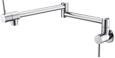 HomeLava Faltbar Wasserhahn Küche Wandmontage Kaltwasserhahn Spültischarmatur Kaltwasser Zweigriff Armatur Wandarmatur 360° Schwenkbar Topffüller Küchenarmatur Messing, Chrom