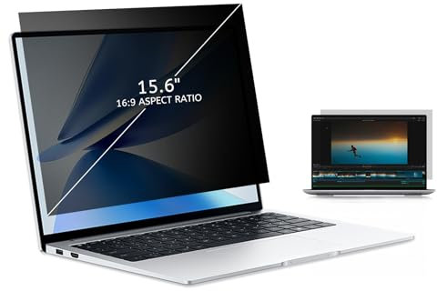 MOBDIK Laptop Privacy de Protector Pantalla 15.6 Pulgadas para 16:9 Ratio Ordenador Monitor, Desmontable Antirreflejo de Luz Azul, Anti-Espía, Anti Arañazos