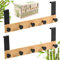 RICOO Türgarderobe MH029N-5x2, Umweltfreundliche Hakenleiste zum Einhängen, 5 Haken aus Stahl, Bambusleiste, Türmontage ohne Bohren, Türhaken für Jacken, Taschen, 32x13x6,6 cm, Natur & Schwarz
