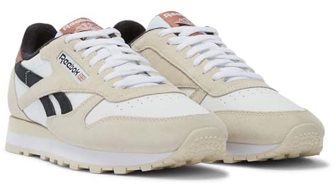 Reebok Baskets Classiques Unisexes en Cuir, Blanc Sable Noir, 42.5 EU