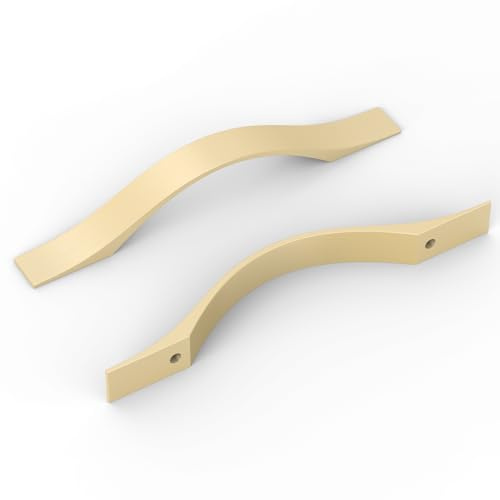 FURNIWARE Paquete de 10 manijas para armario, manijas para muebles, en latón, distancia entre agujeros de 96 mm, manijas para cocina, manijas para cajones, manijas para armarios de cocina, armarios