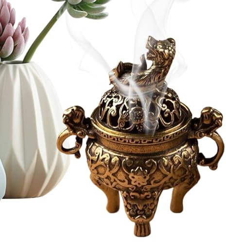 Quemador de cono de incienso, cuenco para quemar incienso - Quemador de incienso de carbón con tapa para aromaterapia - Cuenco porta incienso vintage para dormitorios, estudios de yoga, salas de medit