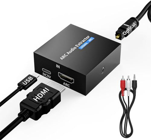 HDMI ARC zu Optischem SPDIF und 3.5mm Jack Audio Converter, 192 KHz HDMI ARC Audio Extractor Splitter für Soundbar, Heimkino-System