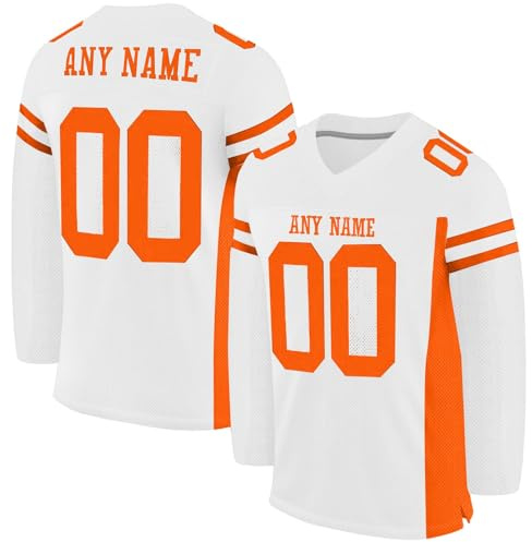 Customized American Football Jerseys, Personalized Printed Ice Hockey Shirts Rugby Uniforms Goalie Training Uniform with Team Name Number for Men Women Boys Girls