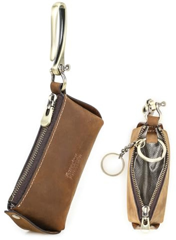CONTACTS Key Pouch RFID Anti-Theft Keyring Keychain Case Car Key Holder Genuine Leather Mini Key Chain Wallet Purse Vintage