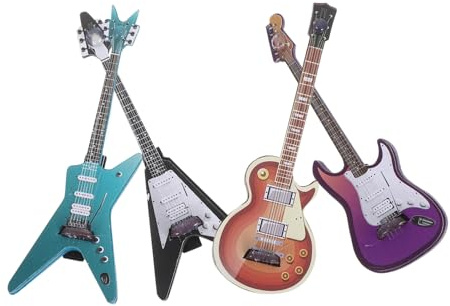 JOINPAYA Lot De 4 Pinces à Cheveux Guitare Métal Punk Miniatures 4 Couleurs Légères Femmes Amateurs De Musique Pour Fêtes Et Usage Quotidien