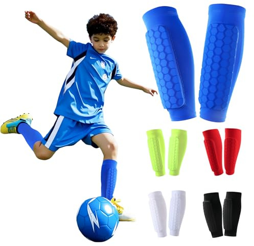 SilverChry 1 Paio di Parastinchi Bambino Calcio, Traspiranti e Antishock per Ragazzi e Ragazze, Ideali per Calcio, Basket, Ciclismo, Escursionismo (blu, XS)