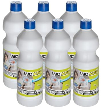 WK Disincrostante Professionale per Cassette WC | Anticalcare | Rimuove le incrostazioni nella cassetta WC | 1 litro X 6 Bottiglie| Made in Italy