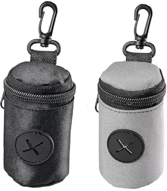 2 Pcs Dog Poop Bag Holder,Waterproof and Portable Poo Bag Holder,Comfortable and Durable Dog Poo Bag Dispenser for Outdoor Walking Traveling Pet Owners(Black,Grey)