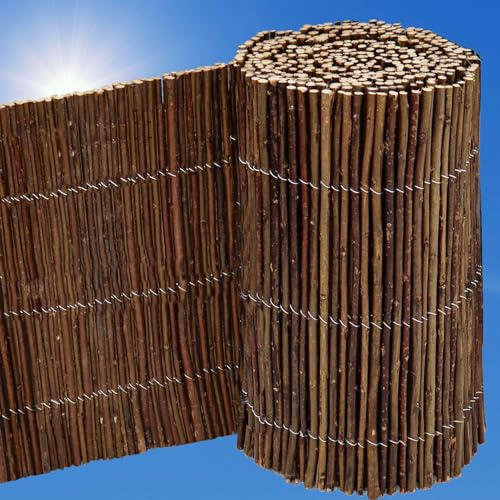 UrFence 300x40 Valla de Mimbre Enrollable - Borduras para Jardín - Cercado de Mimbre Flexible - Delimitadores de Bordes para Jardín - Valla Madera - Separadores para Terreno - Delimitador Exterior