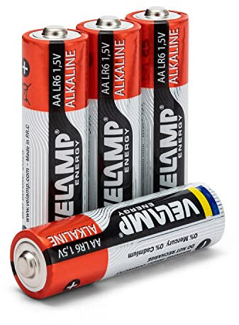 Velamp Batterie Stilo Alcaline 1,5V – Formato AA – Confezione da 4 pezzi - Ideali per Controller, Giocattoli, Torce e Dispositivi Elettronici