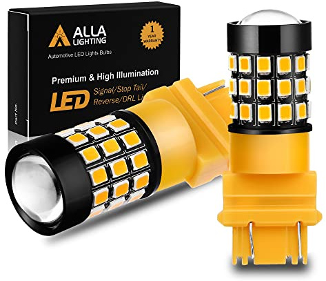 Alla Lighting T25 3156 3157 LED Turn Signal, Back-up Reverse, Brake Tail Lights, Super Bright 2835-SMDs (Amber Yellow)