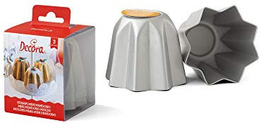 Decora, 0062684 Moule professionnel Pandoro Ø 7,5 x 6 cm, Idéal pour réaliser un Pandorino de 70g, en aluminium anodisé, Sans points de soudure, Design professionnel, Lot de 3 pièces.