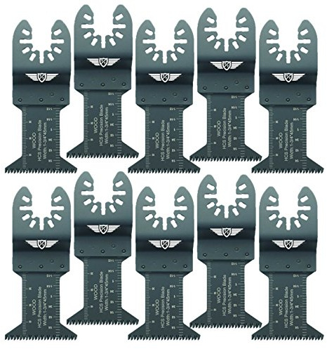 10 x 44 mm toppverktyg FA44J_10 snabbpassande grova träskärblad för Dewalt Stanley svart och Decker Bosch Fein (Non-StarLock) Makita Milwaukee Hitachi parkside Ryobi Worx arbetszon multiverktygstillbehör