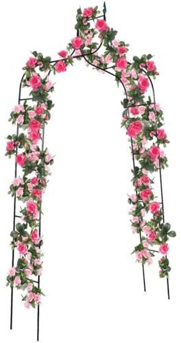 COSTWAY Garden Arch with Metal Frame, Decoration Trellis Stand for Rose Vines Climbing Plant, Wide Patio Arbour for Walkway Path Lawn Backyard Party Ceremony Wedding (Iron, 125x38x287cm)