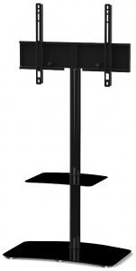 SONOROUS Standfuß 110 cm Höhe für Fernseher bis 60 Zoll und mit Ablage Glasboden schwarz/Gestell schwarz Ref. PL2810-NN
