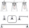 Globe Electric 51413 Yorke - Juego de baño todo en uno de 5 piezas, luz de tocador de 3 luces con pantallas de cristal, toallero, anillo para toallero, gancho para bata, soporte para papel higiénico,