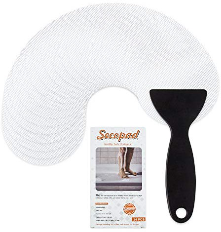 Secopad - Adesivi Antiscivolo per Vasche da Bagno e Docce, Motivo: Piedi (Bianco)