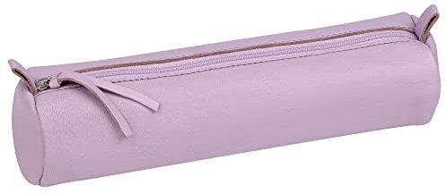 Clairefontaine 410149C Schlampermäppchen rund, aus Lammleder, Ø5,5 x 22 cm, 1 Stück, Lila