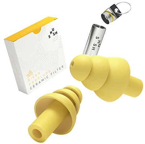 Shush Biker Tappi per orecchie per motociclisti - Protezione dell'udito ad alte prestazioni con filtro in ceramica