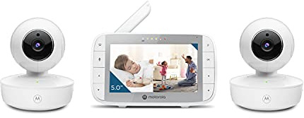 Motorola Nursery 2-Way Audio VM36XL Baby Monitor with 2 Cameras, 5 Color Screen, Cry Detection, Night Vision, Remote Tilt and Zoom, Temperature Monitoring, Rechargeable