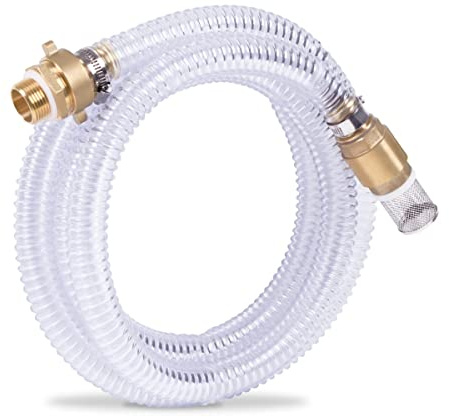 VONROC Saugschlauchset für Wasserpumpen/Spiralsaugschlauch - 4m x 25mm, 1'' - Universal