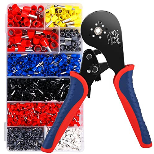 Kit d'outils de sertissage de virole, pince à sertir à fil hexagonal pour 0,08-16 mm² avec 1200 bornes d'extrémité de fil de cuivre rouge, outil de sertissage de fil à cliquet (Crimping Tool Kit)