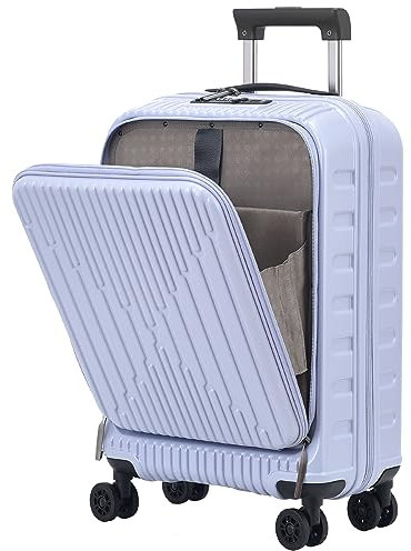 Kaleenie 20 Inch Suitcase Hand Luggage with Front Pocket for 15.6 Laptop, 35 * 23 * 55cm, 43L, Ligthweight ABS+PC Hardshell Carry On, Lilac Purple