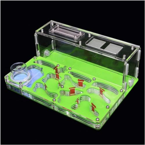 AYULYA Ameisenzuchtbox, Ameisenfarm, DIY große flache Ameisenfarm Acryl Ameisennest großer Ameisenlebensraum mit Futterplatz Schloss Haustier Ameisenhaufen Haus 15 x 20 x 7,5 cm zum Füttern von