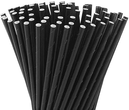 GreenFyA Pajitas de Papel Kraft Biodegradables, 20cm. Desechables, ecológicas y compostables. Comprometida con el medio ambiente (NEGRAS, 800)