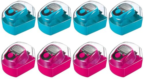 Hitopin 8PCS Electronic Finger Counter, LED Electronic Handheld Tally Counter, 5-Digit Counters Clicker with Box, Lap Track Handheld Counter, for Golf Sports Fitness Exercise Warehouse (Pink, Blue)