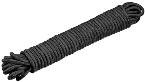 sourcing map Polypropylene Rope Braid Cord 12M/39.4ft 1/4 Black for Indoor Outdoor Camping Clothes Line