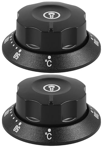 PRETYZOOM Universal - Lote de 2 botones de ajuste (50-300 °C, para hornos de cocina y placas calefactoras), color negro