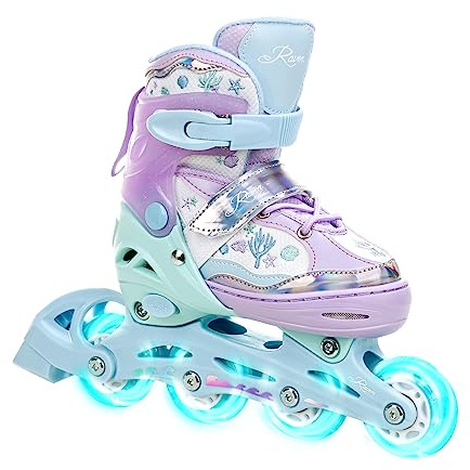 RAVEN Inline Skates Inliner für Kinder Mädchen verstellbar Geburtstag Geschenk (Isla Violet (LED Räder), 30-33 (18,5cm-20,5cm))
