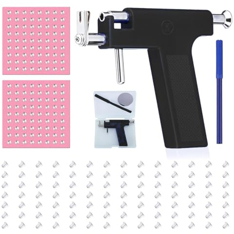 JAWUZ Perceur D'Oreille,Kit De Perçage D'Oreille Avec 98 Clous Pistolet + 12 Clous D'Oreille Pistolet De Perçage En Acier Inoxydable Pistolet Piercing Kit Pour Hommes Et Femmes