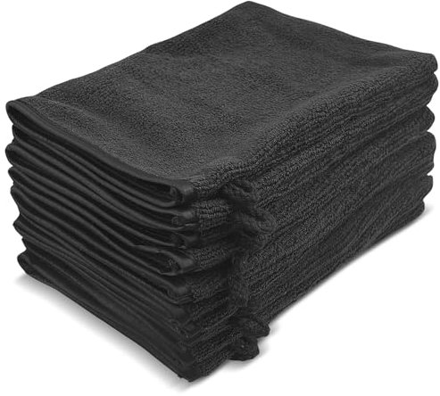 Dalephoric 10 Stück 14.6 x 21cm Waschhandschuhe, Mikrofaser Waschlappen Gesicht mit Aufhängeschlaufen, Weiches Gesichtshandschuh, Baumwolle Frottier, Saugfähig, für Hautreinigung, Schwarz