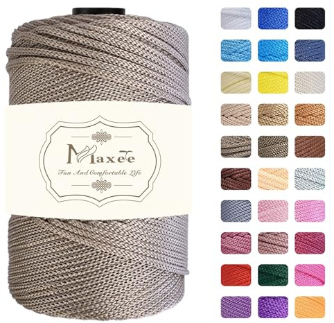 Maxee Macrame Yarn 3 mm x200m,Premium Polyester garn 1 er Pack (je 230g/200m),100% Polypropylene für Handwerk, Heimdekoration, Teppiche, Handtaschen, Taschen, Hängetaschen, etc, mit insgesamt 31 Farbe