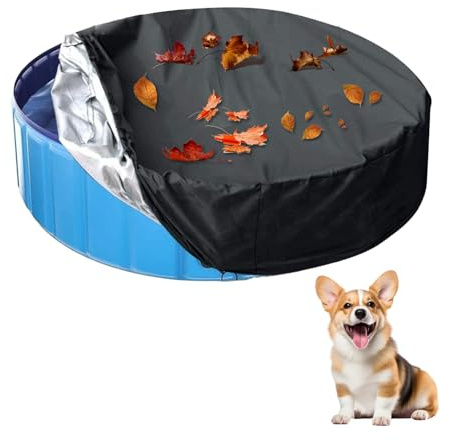 CUVZORA Couverture de Bache Piscine Ronde pour Chien 160x30 cm, Imperméable et Anti-Poussière, Protection UV, Terrasse, Idéale pour Animaux Domestiques