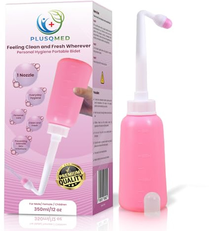 Peri Bottle for Postpartum Care – 350ml Portable Bidet Bottle with 1 Nozzle Stored Inside | Travel Perineal Wash for New Mum Recovery, Feminine Hygiene, and Daily Intimate Care – Pink