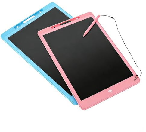 2-Pack 16 LCD Writing Tablet, Electronic Drawing Board with Stylus, One-Click Erase Reusable Doodle Board, Paperless Memo for Home School Office Gift (Pink and Blue)