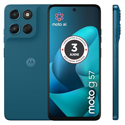 Motorola moto g57 con 3 anni di garanzia (8/256GB, Fotocamera 50+8MP+flicker sensor, Display 6.72 120Hz, 5100mAh, Snapdragon 6s Gen 4, Android 16), PANTONE Corsair