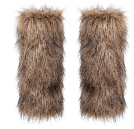 XZSKD Fur Boots, Fluffy Leg Warmers for Winter Fashion and 80s Parties, Furry Boot Covers for Cosplay and Festivals, 40cm Length