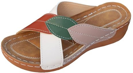 Women's Summer Wedge Sandals – Beach Sandal Woman Comfortable Two-Tone Sandals Open Toe Bare Feet Chic Sandalette Breathable Shoe Holiday Outdoor Mule Platform Barefoot