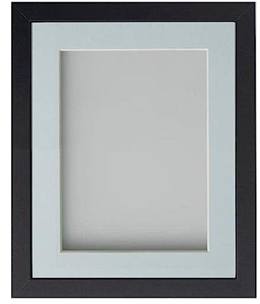 Frame Company Allington Black 12x10 Frame with Light Blue Mount for 8x6 | Fits a 8x6 image with mount or a 12x10 image without mount, Frame size 12x10, Overall approx 13.6x11.6, Real Glass Front